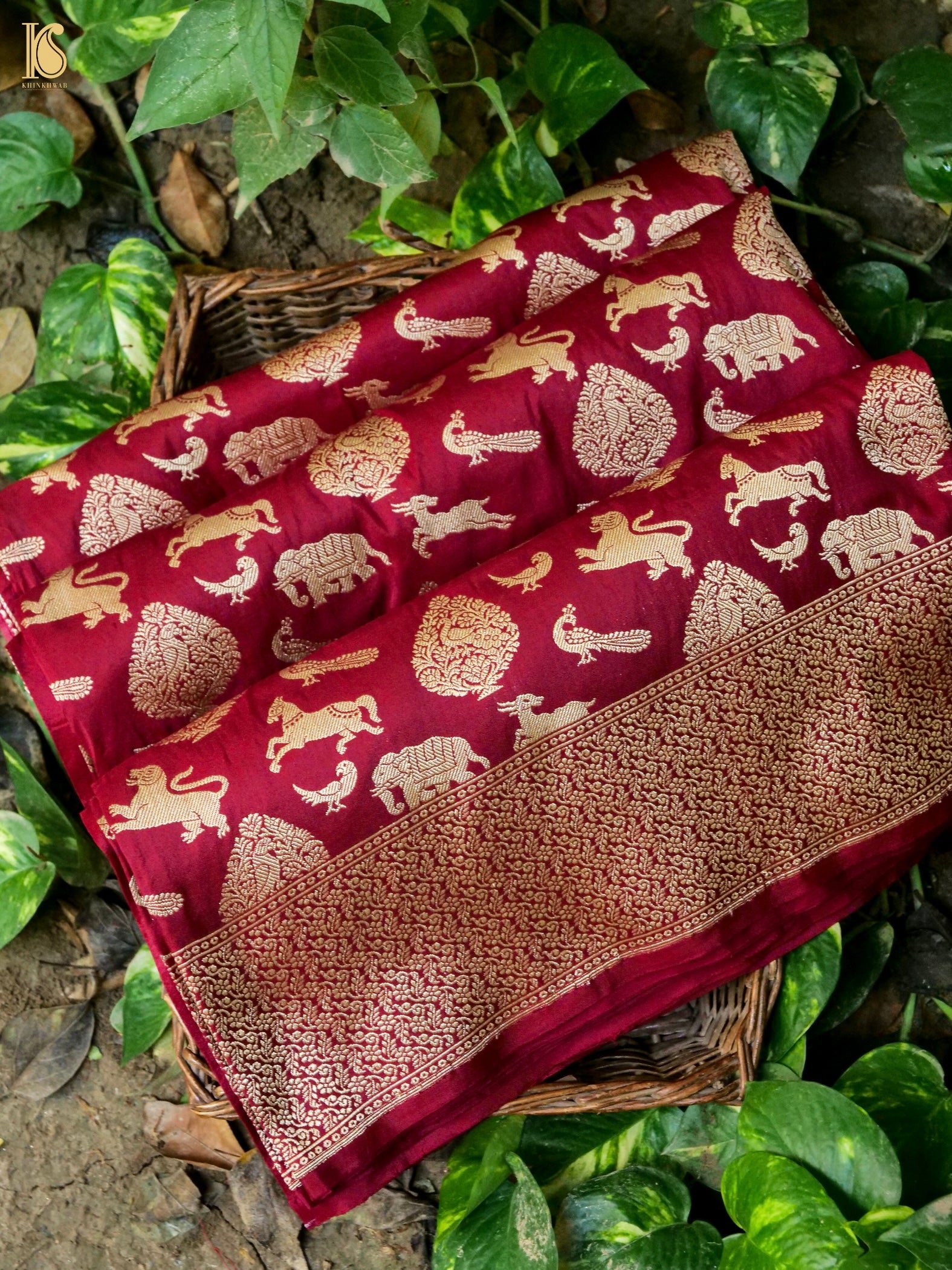 Handwoven Katan Silk Banarasi Shikargah Saree