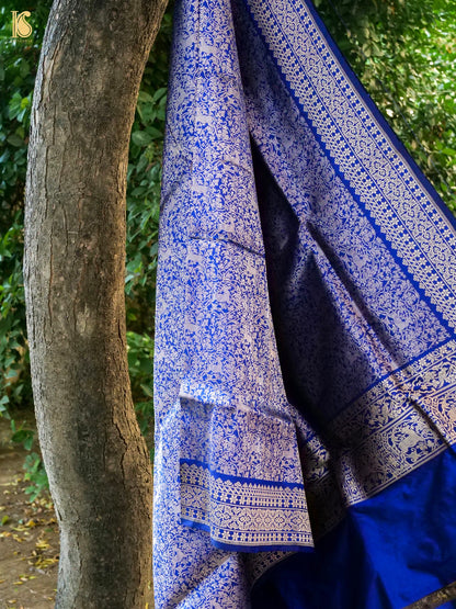 Handwoven Banarasi Katan Silk Kadwa Border Shikargah Dupatta