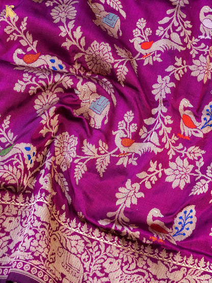 Handwoven Banarasi Katan Silk Kadwa Shikargah Dupatta