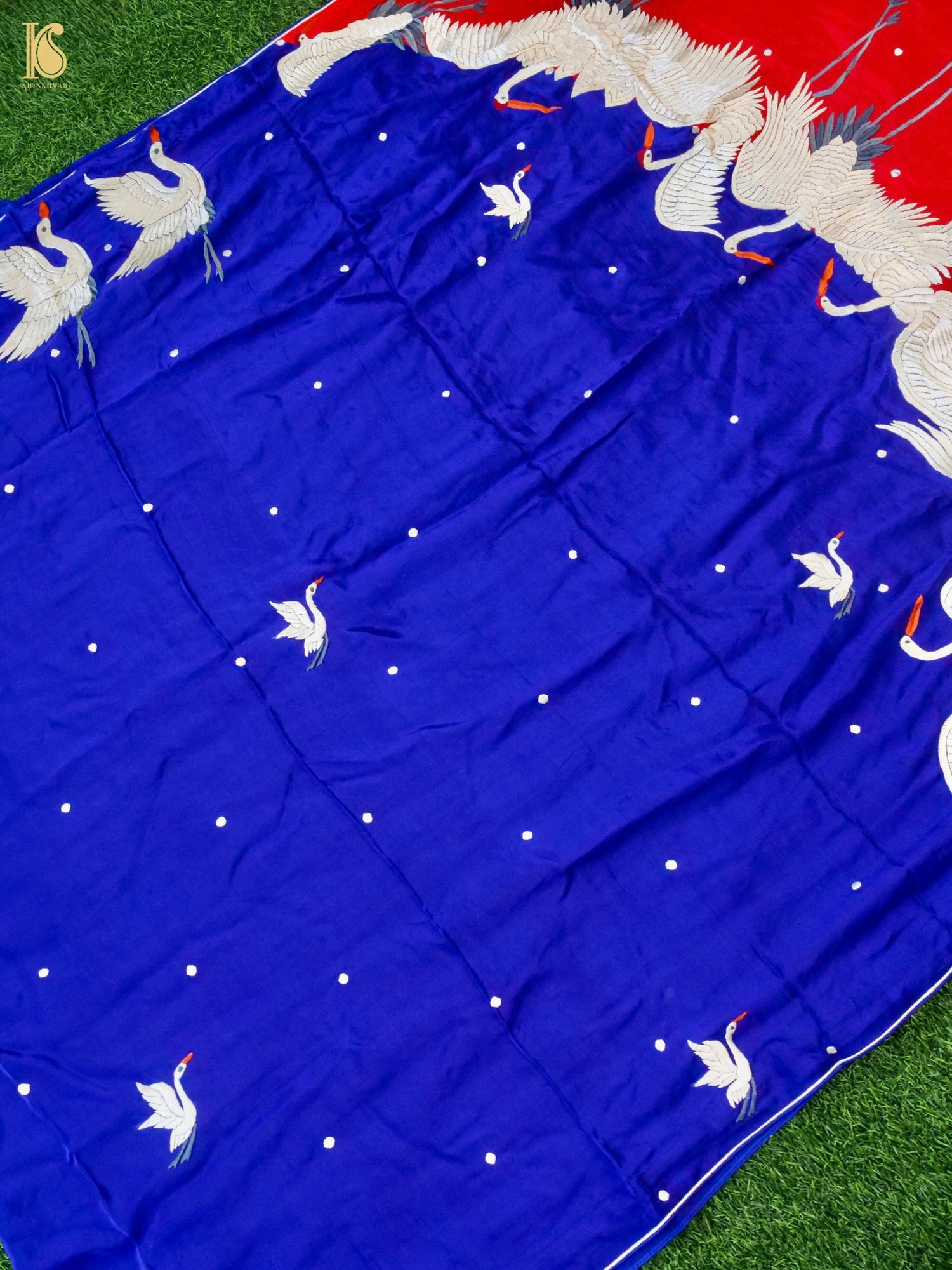 Parsi Gara Pure Crepe Crane Saree