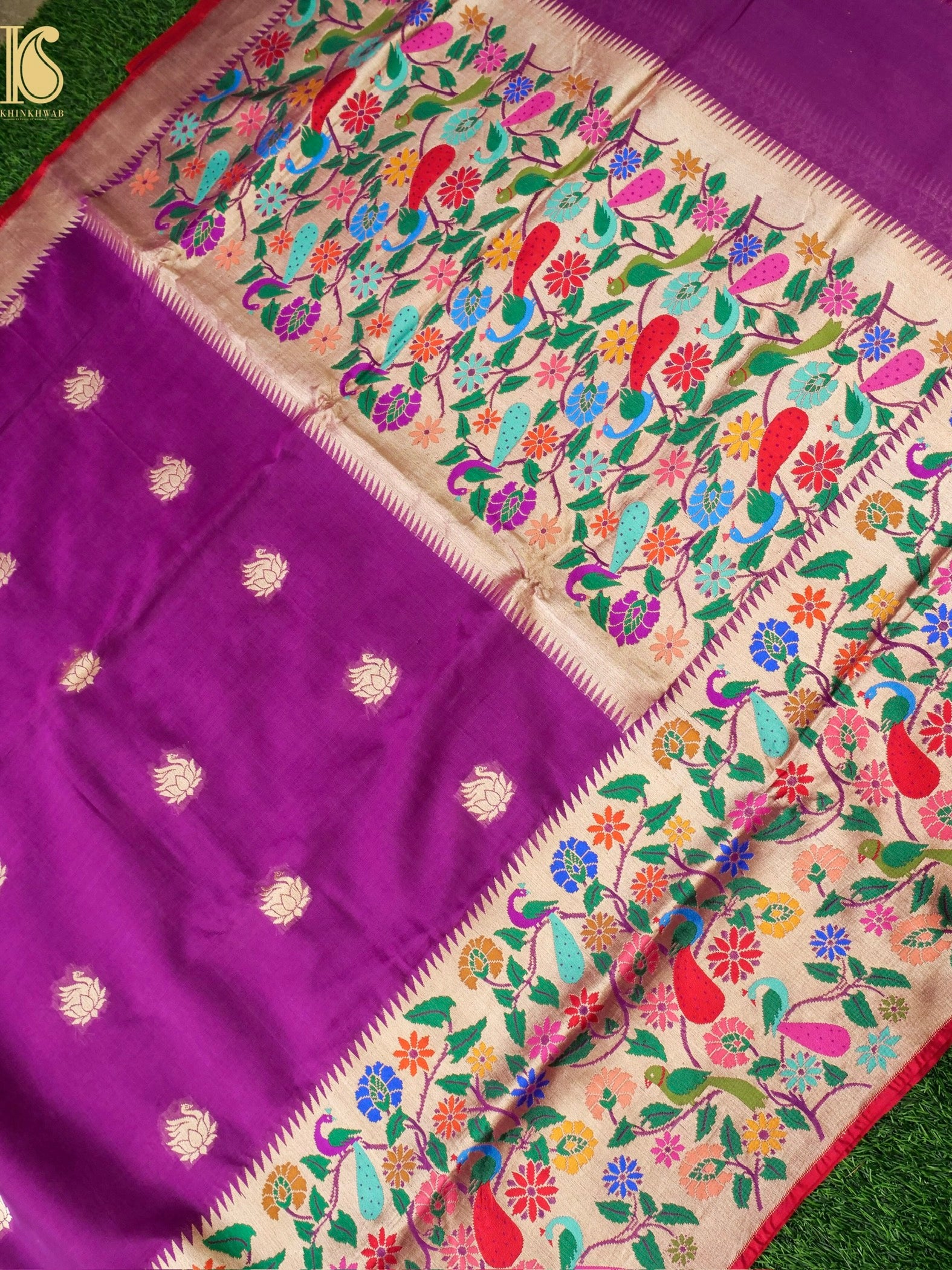 Handloom Banarasi Kora Organza Paithani Border Saree