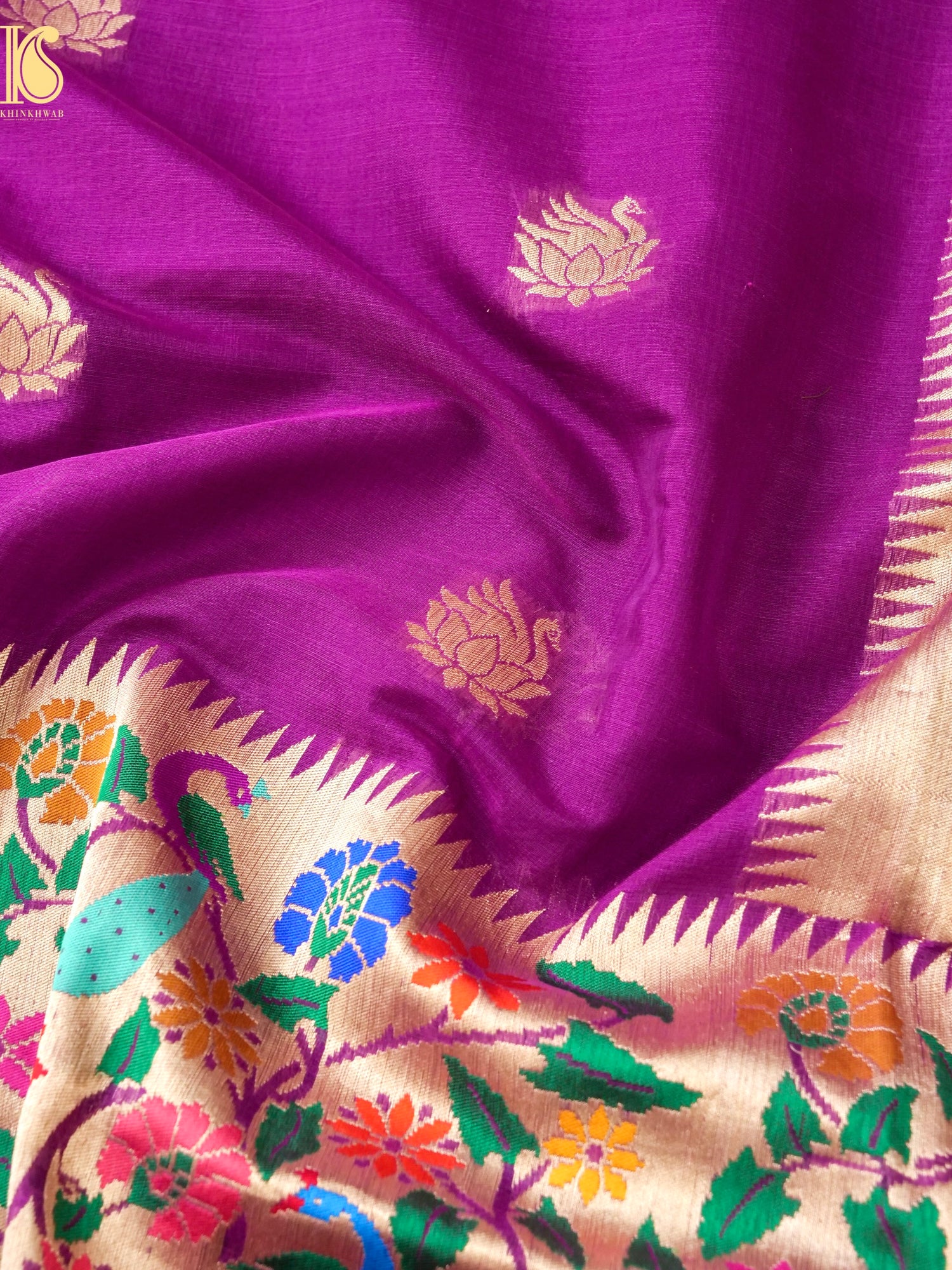 Handloom Banarasi Kora Organza Paithani Border Saree