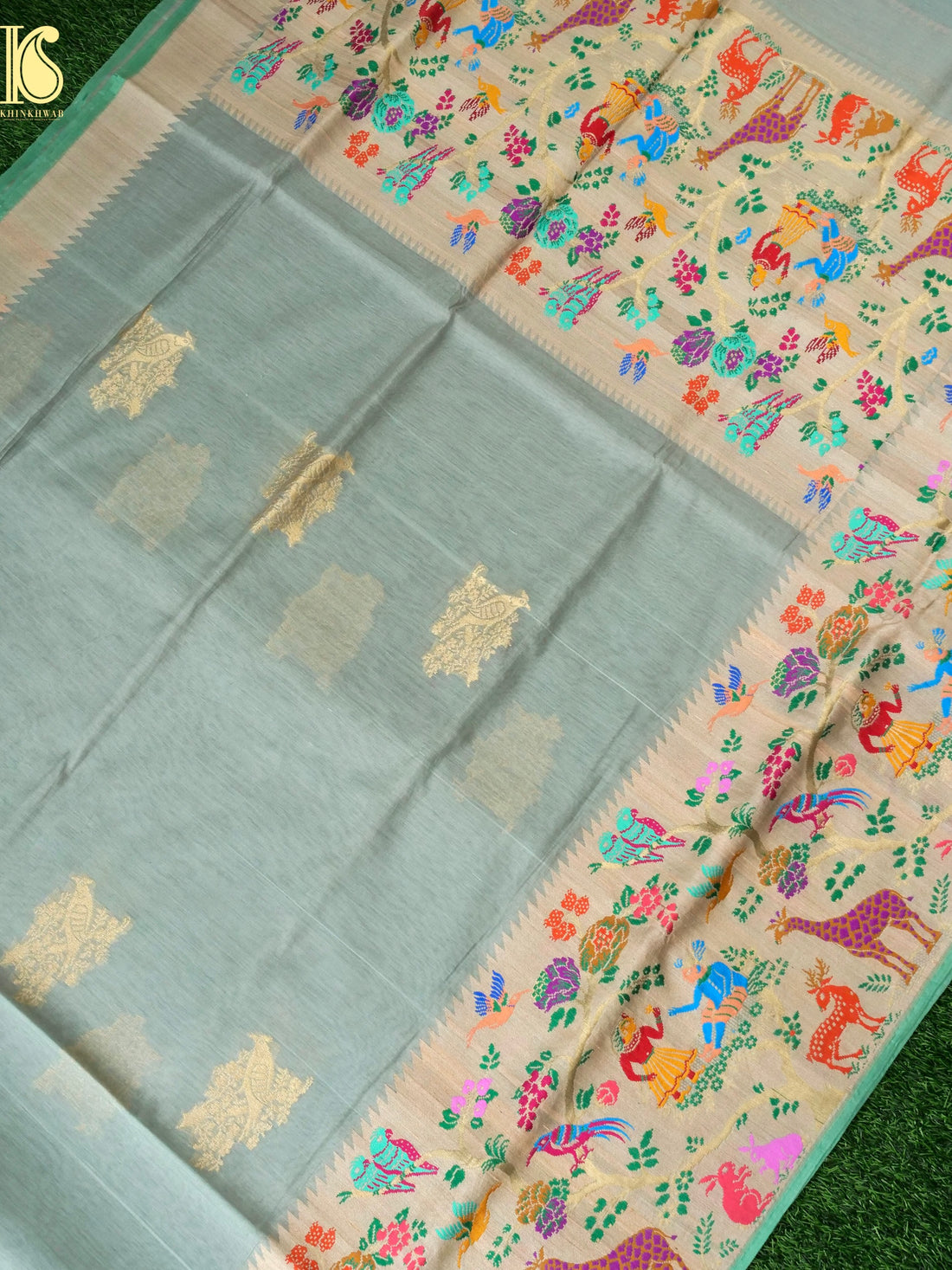 Handloom Banarasi Pure Cotton by Kora Shikargah Skirt Border Saree