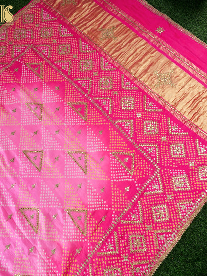 Gajji Silk Bandhani Gotta Patti Saree