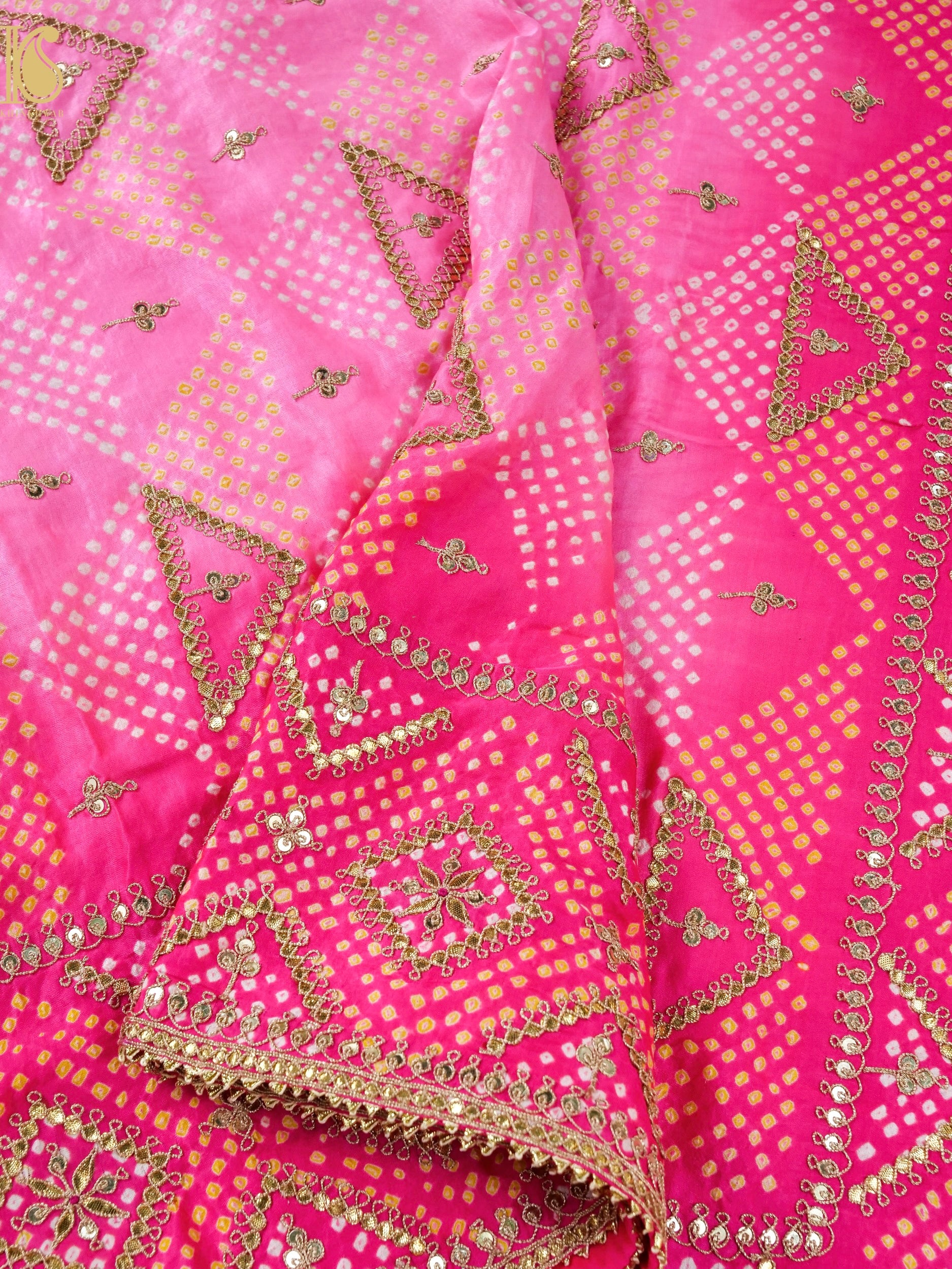 Gajji Silk Bandhani Gotta Patti Saree