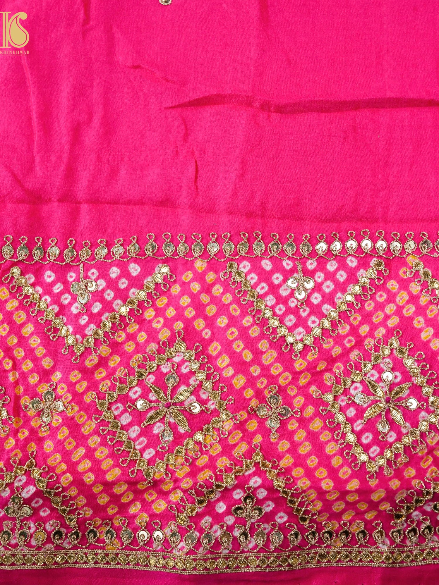 Gajji Silk Bandhani Gotta Patti Saree