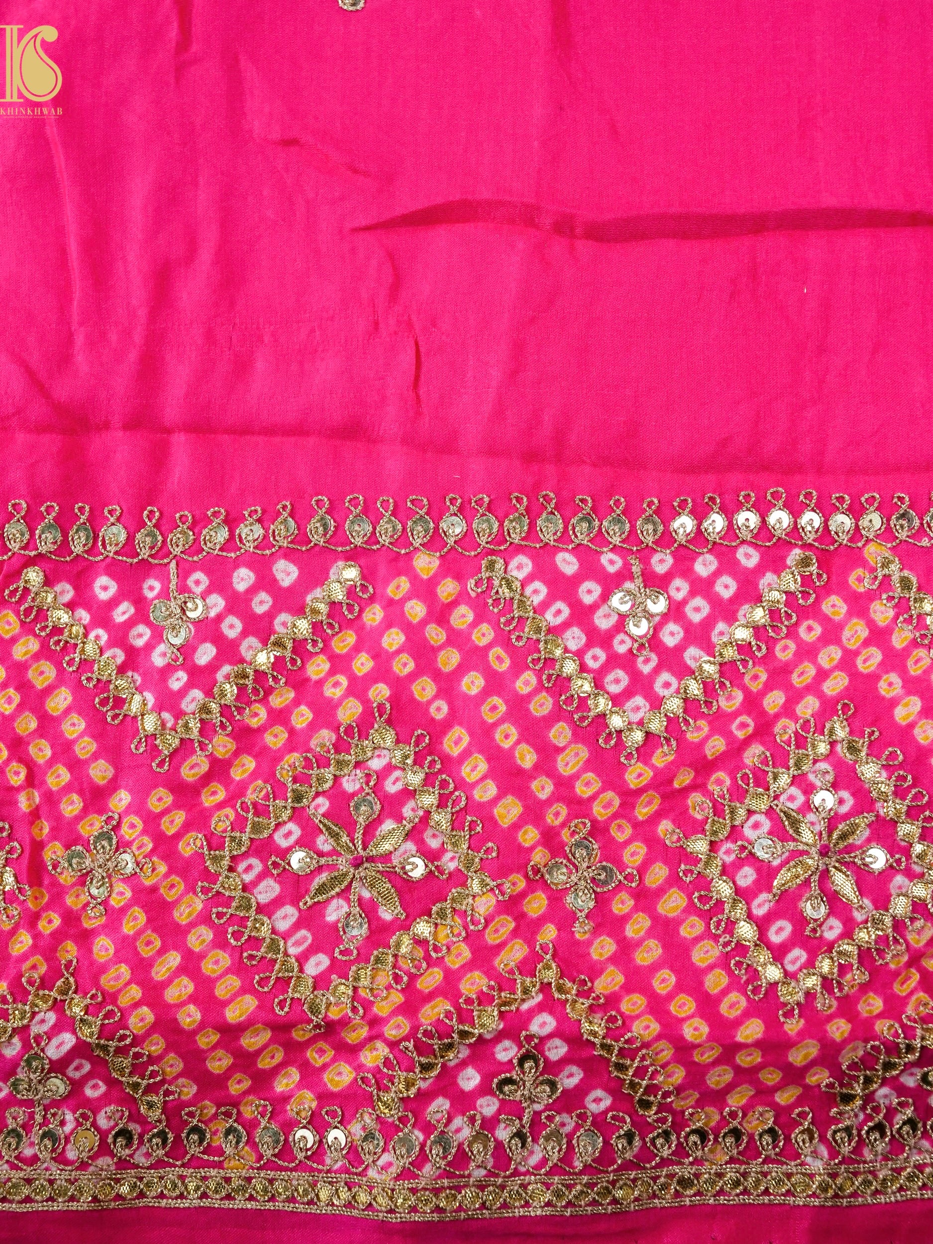 Gajji Silk Bandhani Gotta Patti Saree