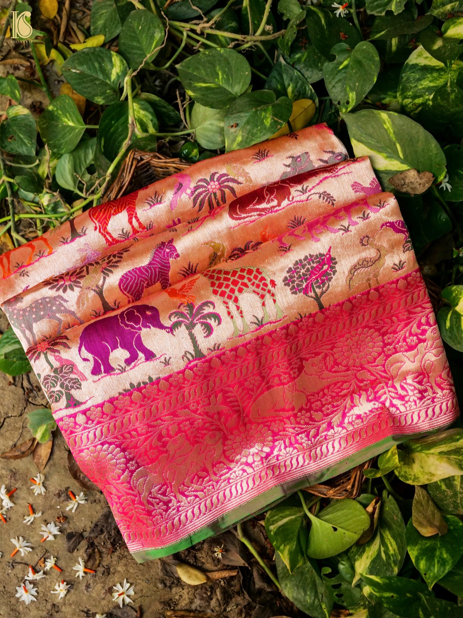 Handwoven Banarasi Katan Silk Kadwa Shikargah Saree