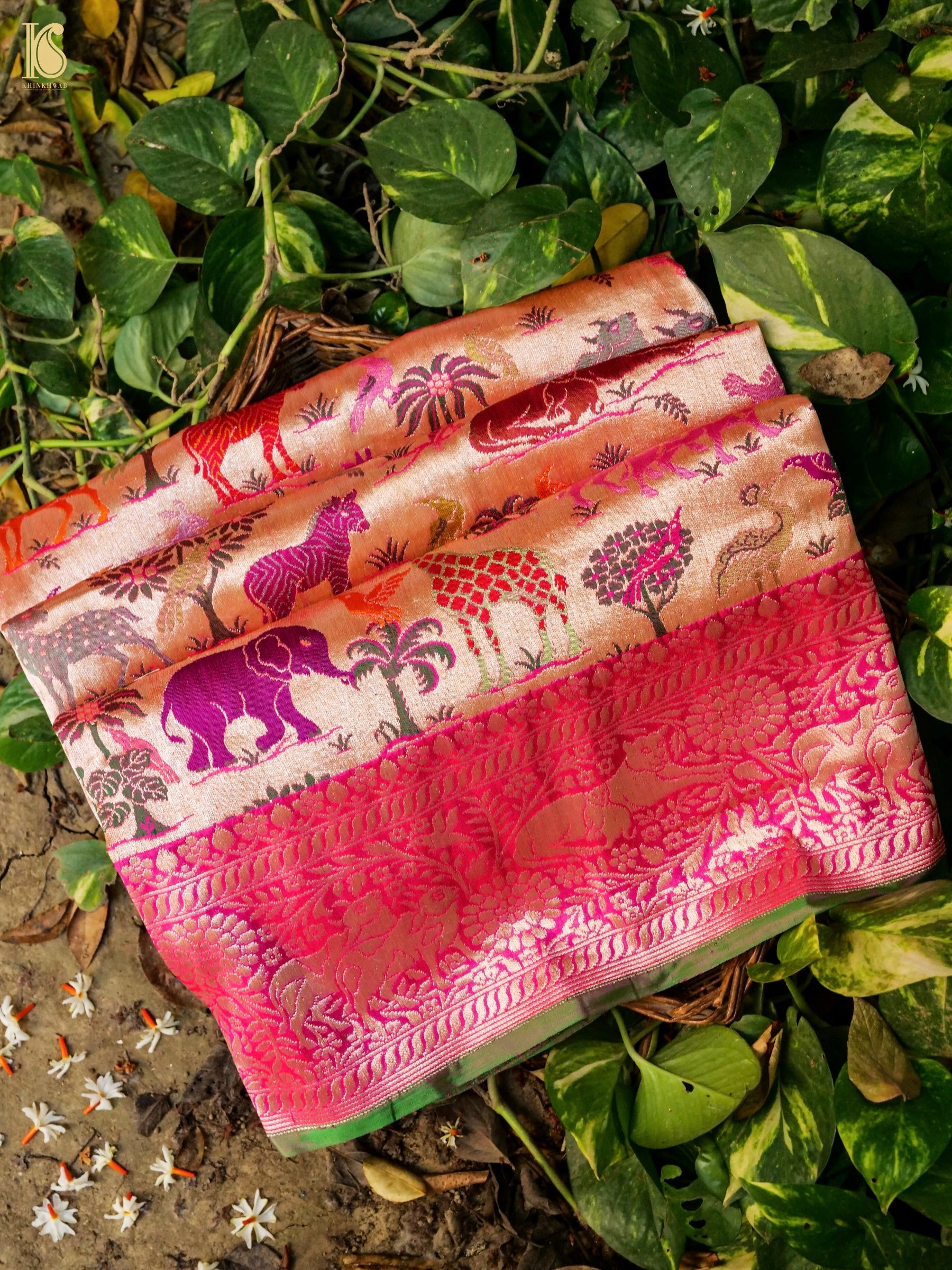 Handwoven Banarasi Katan Silk Kadwa Shikargah Saree