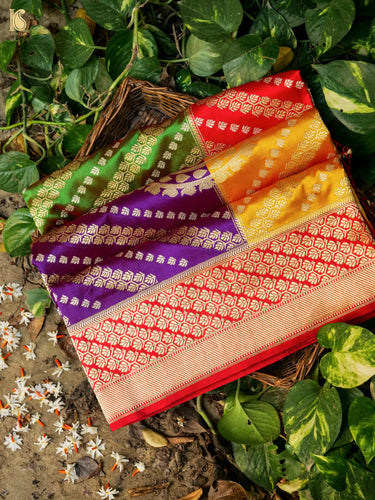 Handloom Banarasi Chauki Rangkat Silk Saree