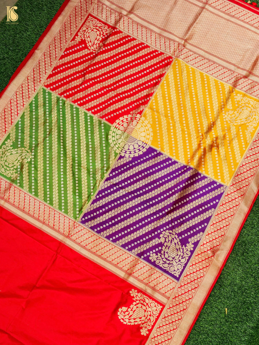 Handloom Banarasi Chauki Rangkat Silk Saree