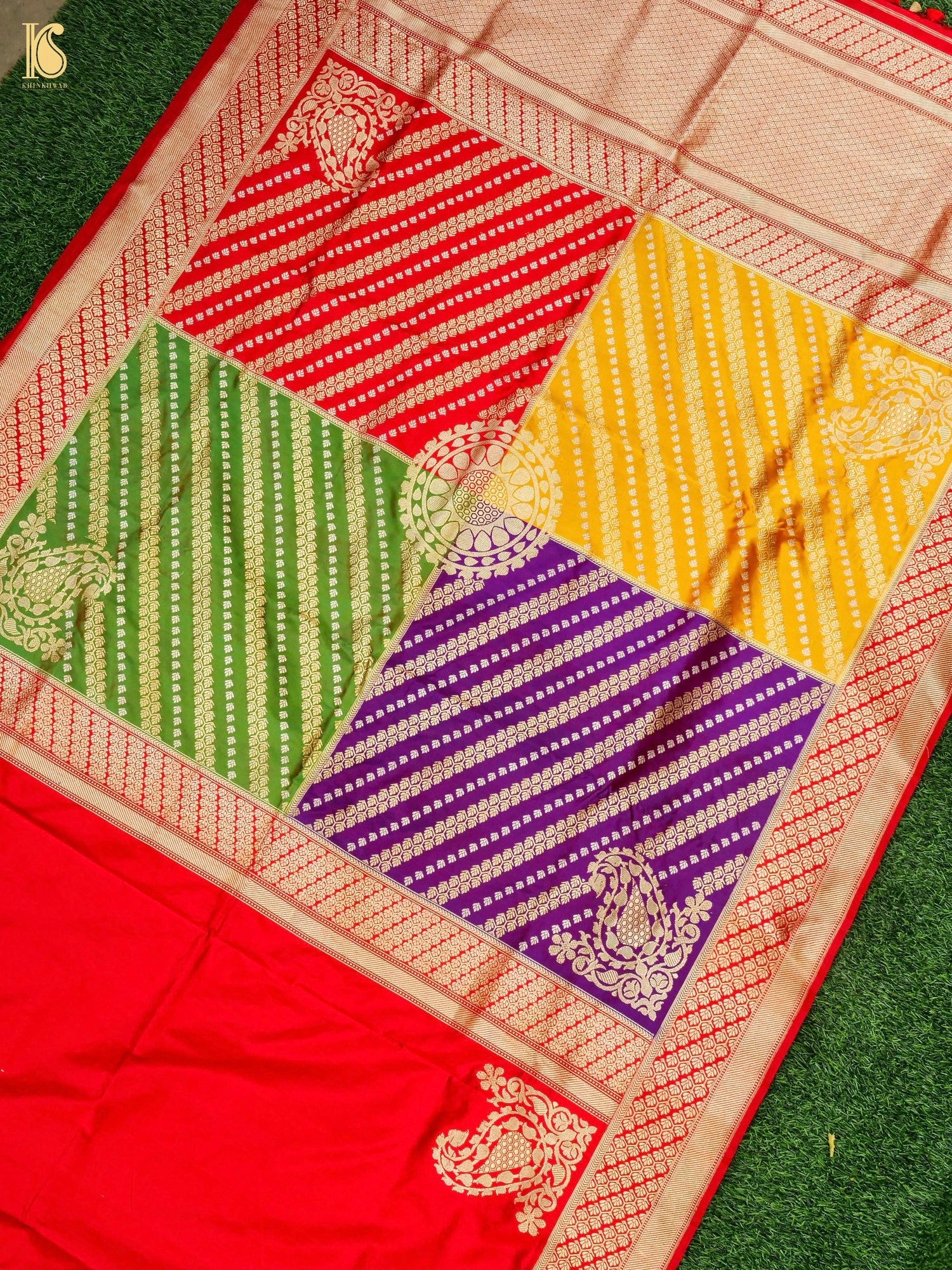 Handloom Banarasi Chauki Rangkat Silk Saree