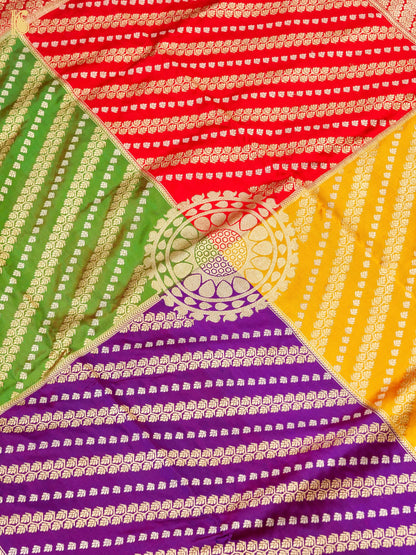 Handloom Banarasi Chauki Rangkat Silk Saree