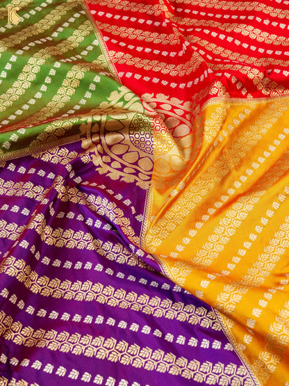 Handloom Banarasi Chauki Rangkat Silk Saree