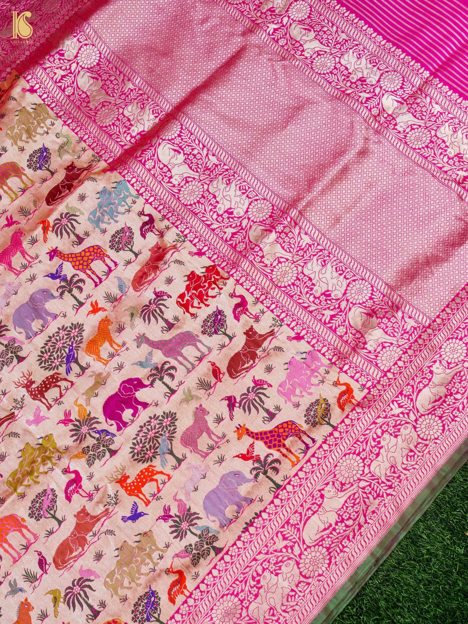 Handwoven Banarasi Katan Silk Kadwa Shikargah Saree