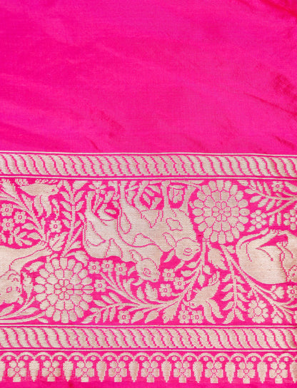 Handwoven Banarasi Katan Silk Kadwa Shikargah Saree