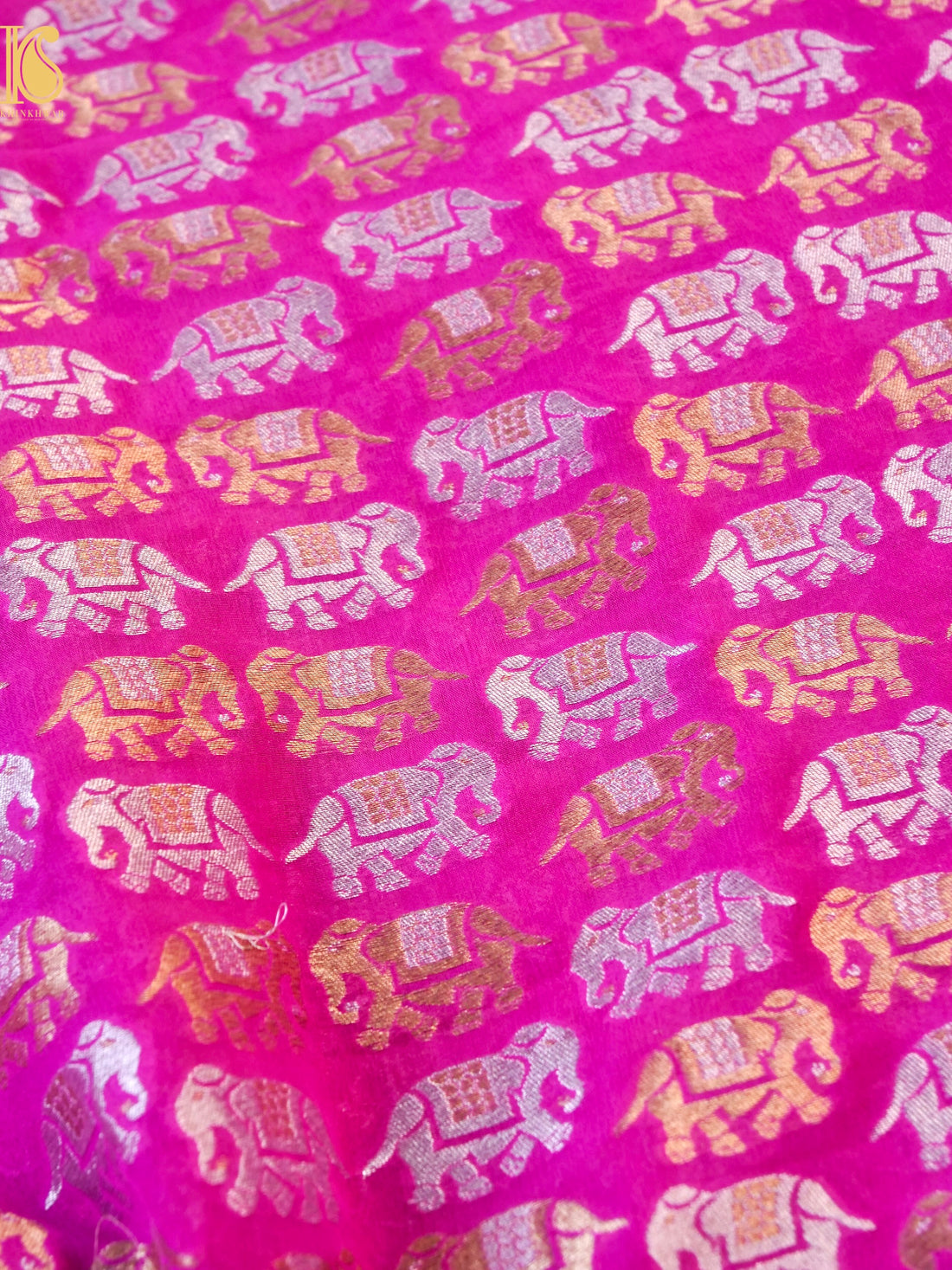 Banarasi Georgette Fabric with Elephants Motifs