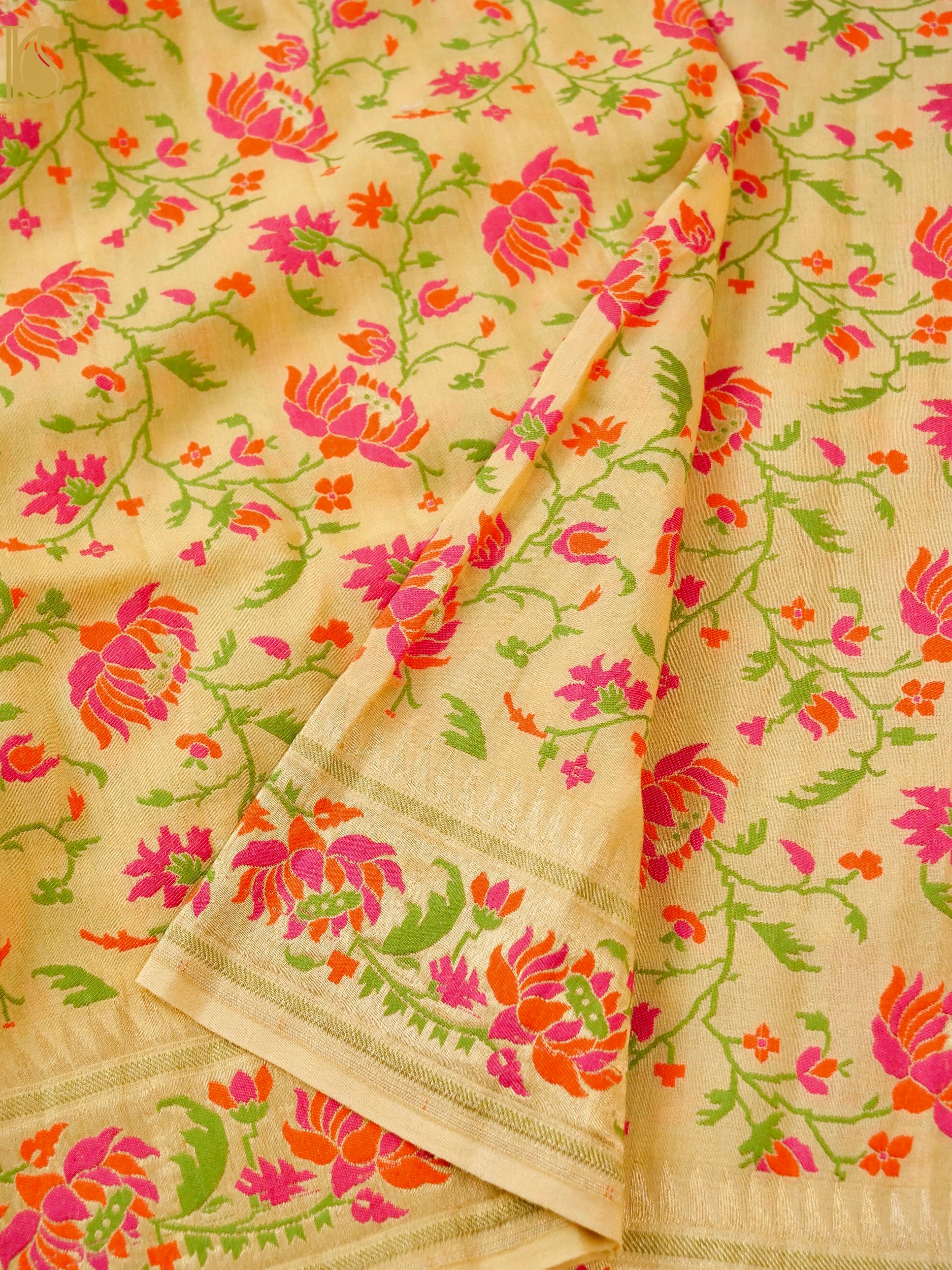 Banarasi Moonga Silk Dupatta with Meenakari