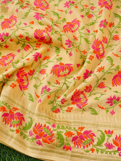 Banarasi Moonga Silk Dupatta with Meenakari