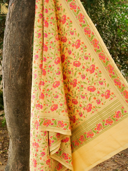 Banarasi Moonga Silk Dupatta with Meenakari