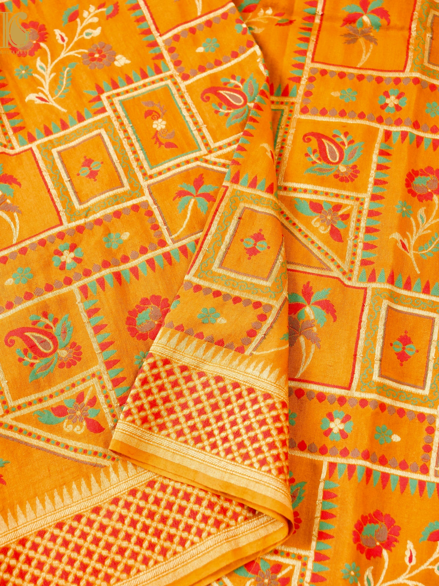 Banarasi Moonga Silk Dupatta with Meenakari