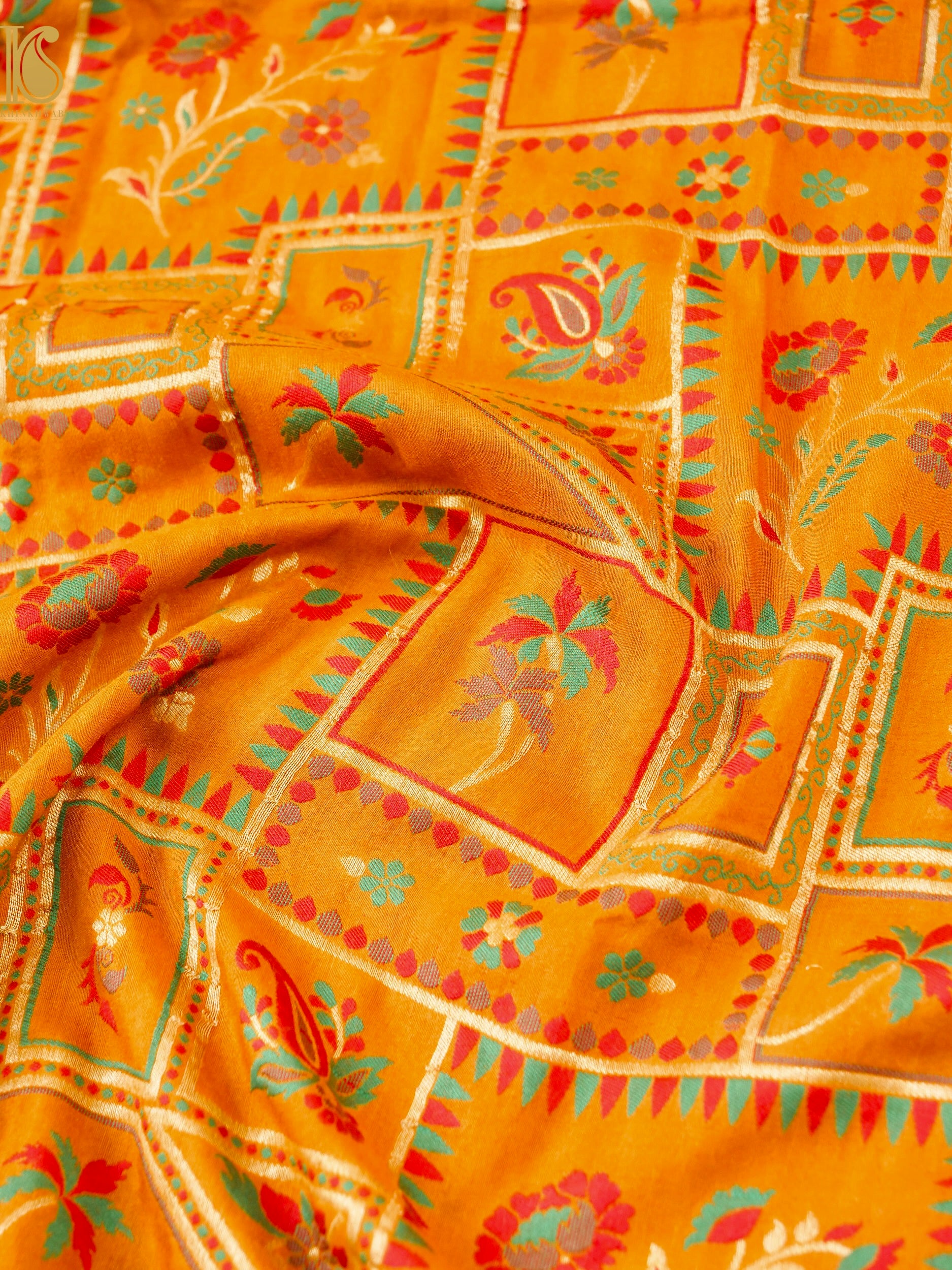 Banarasi Moonga Silk Dupatta with Meenakari