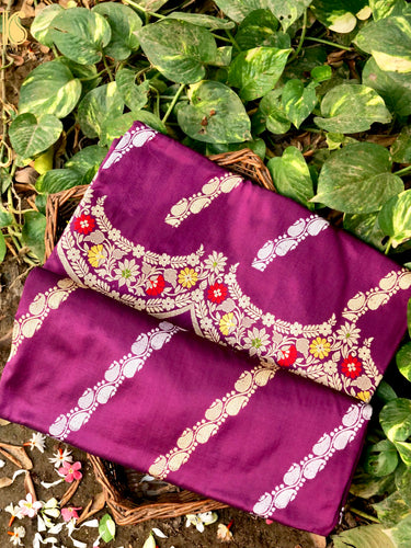 Banarasi Handloom Pure Katan Silk Kadwa Scallop Saree