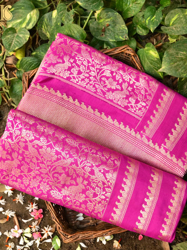 Handloom Banarasi Katan Silk Kadwa Zari Vasket Shikargah Saree