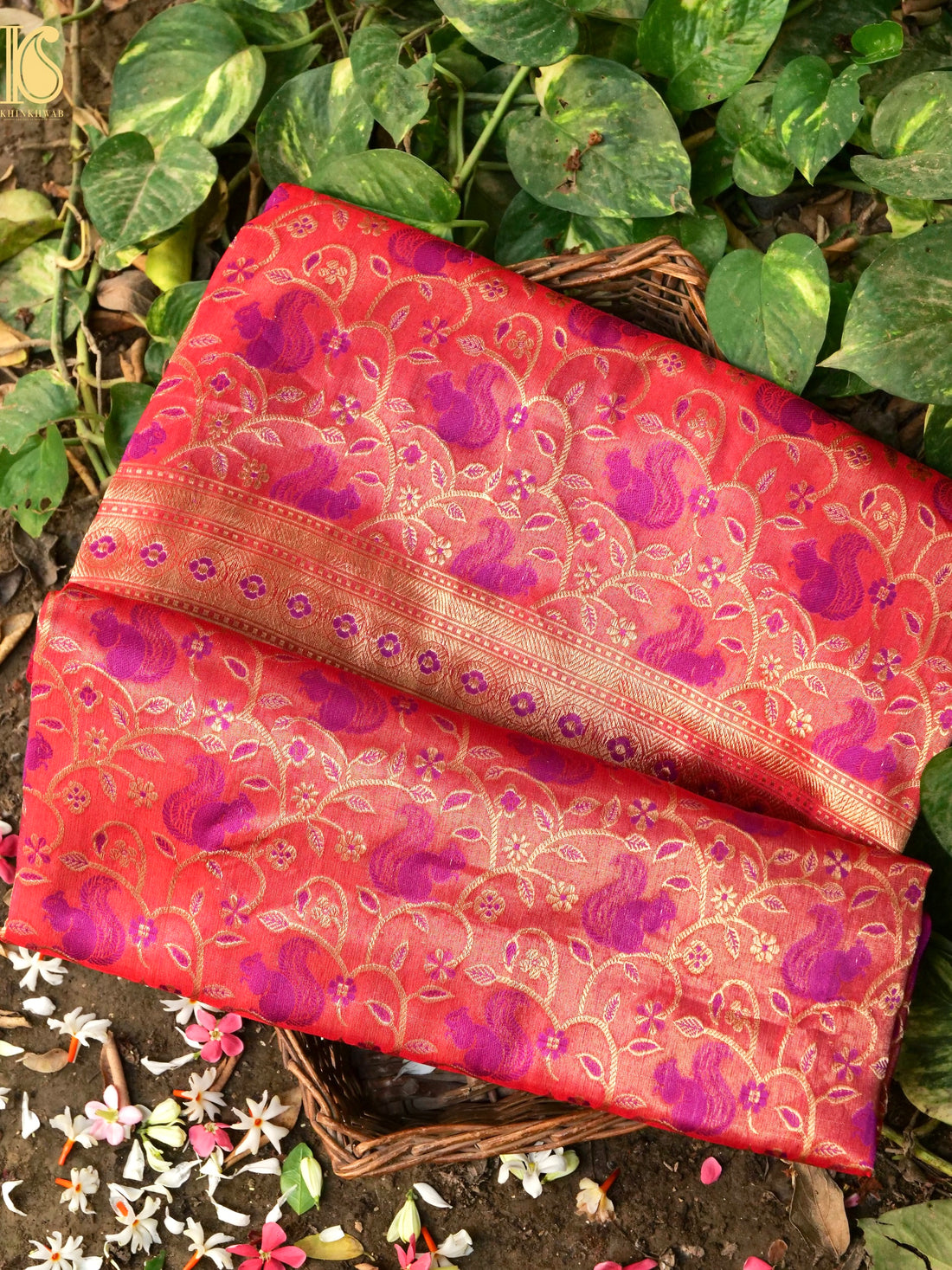 Handwoven Pure Sateen Silk Kadwa Squirrel Banarasi Saree