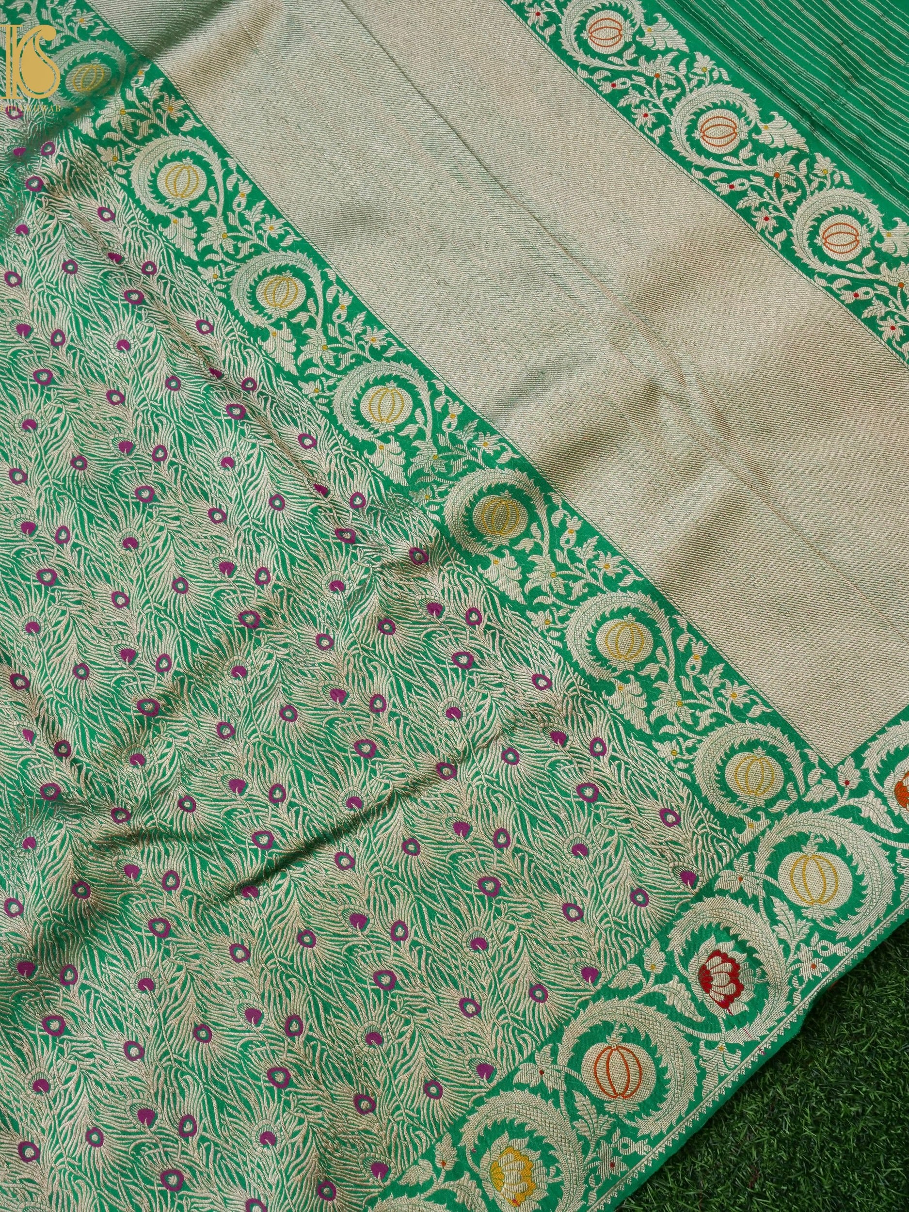 Handloom Banarasi Katan Silk Mor Pankh Saree