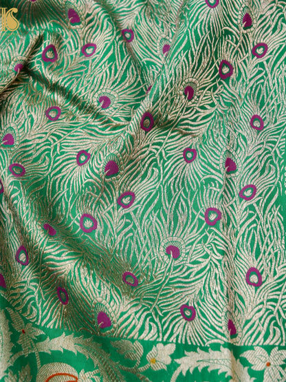 Handloom Banarasi Katan Silk Mor Pankh Saree