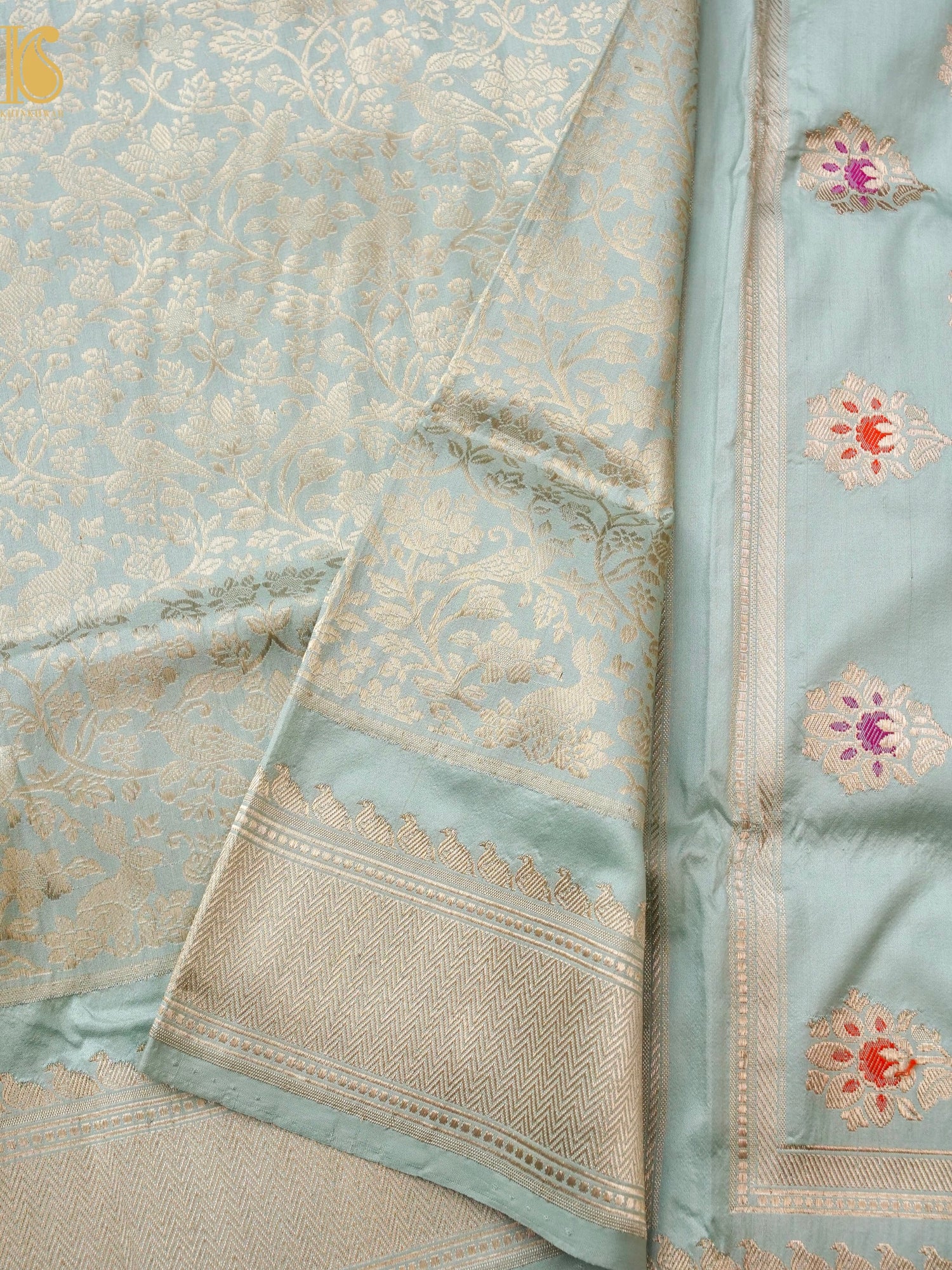 Handloom Banarasi Katan Silk Kadwa Zari Vasket Shikargah Saree