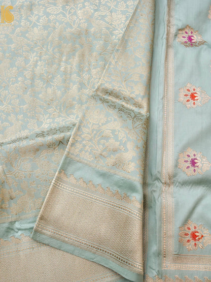 Handloom Banarasi Katan Silk Kadwa Zari Vasket Shikargah Saree