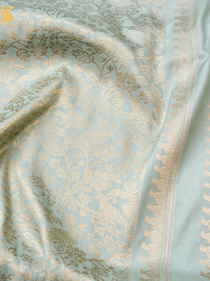 Handloom Banarasi Katan Silk Kadwa Zari Vasket Shikargah Saree