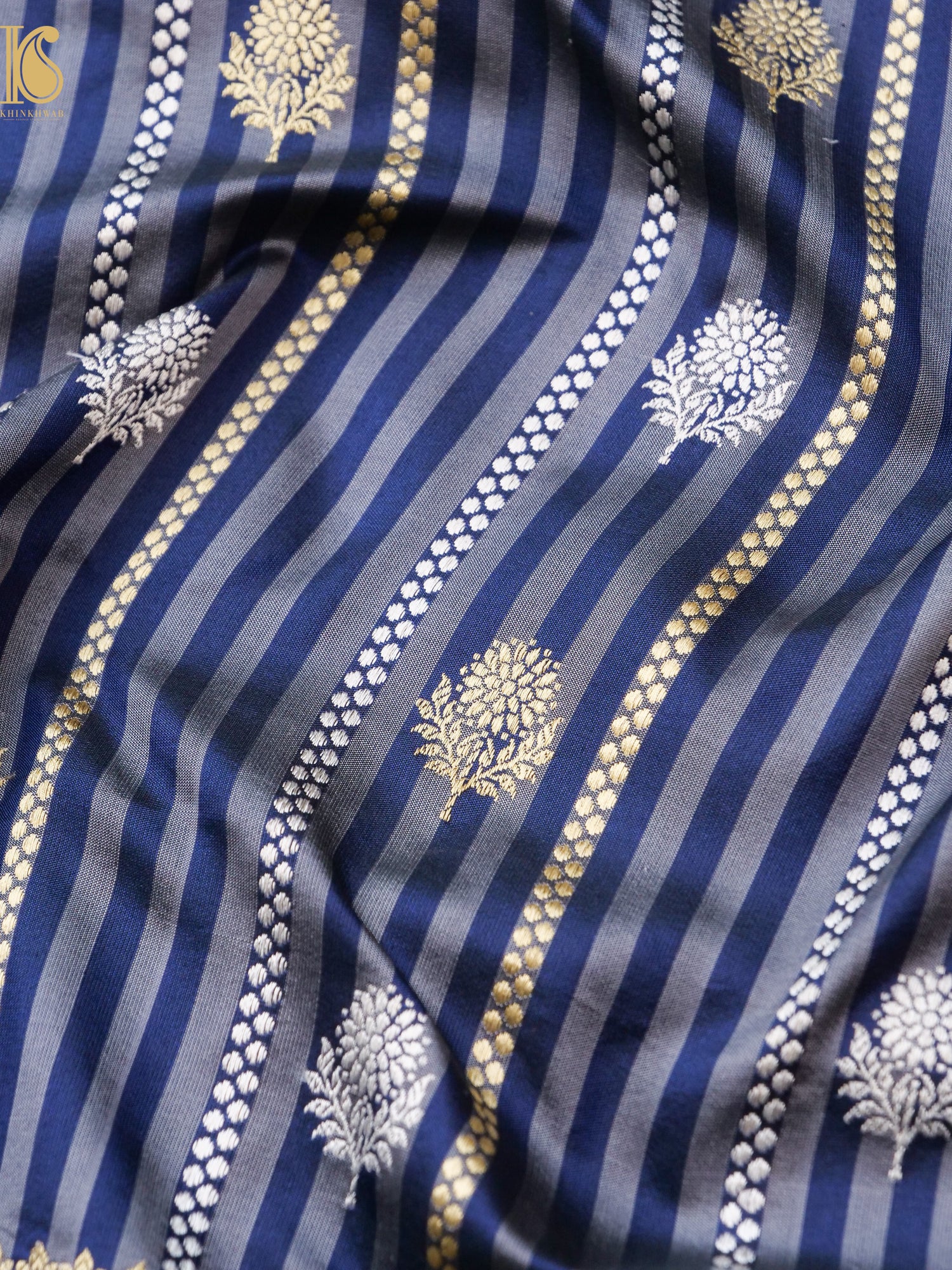 Banarasi Handloom Pure Katan Silk Kadwa Stripes Saree