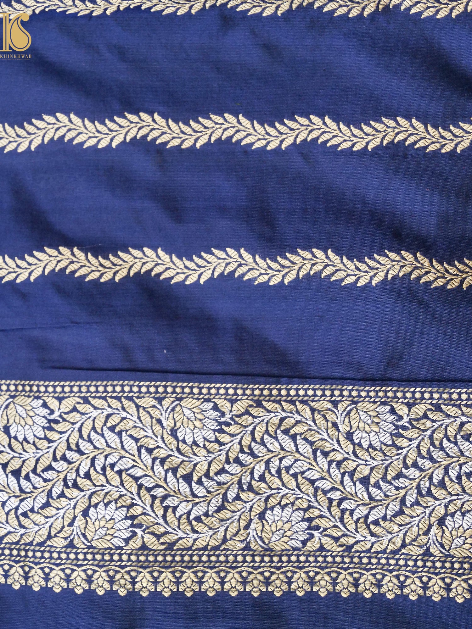 Banarasi Handloom Pure Katan Silk Kadwa Stripes Saree