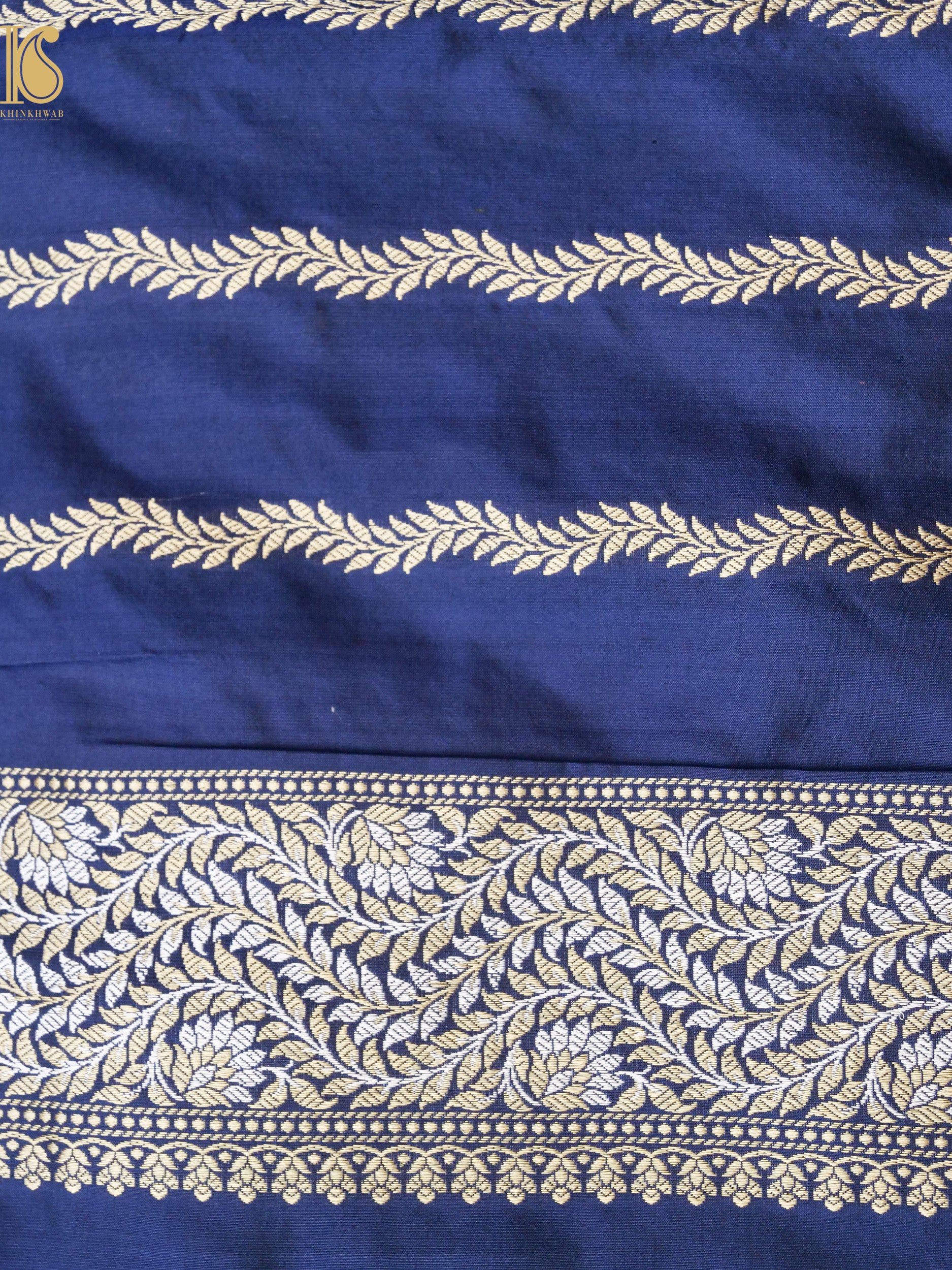 Banarasi Handloom Pure Katan Silk Kadwa Stripes Saree