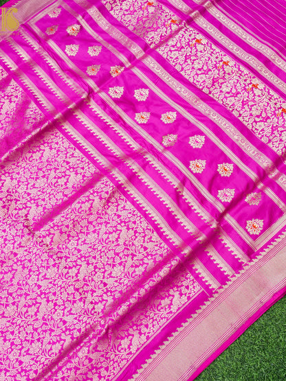 Handloom Banarasi Katan Silk Kadwa Zari Vasket Shikargah Saree