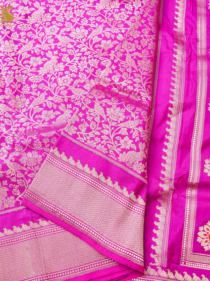 Handloom Banarasi Katan Silk Kadwa Zari Vasket Shikargah Saree