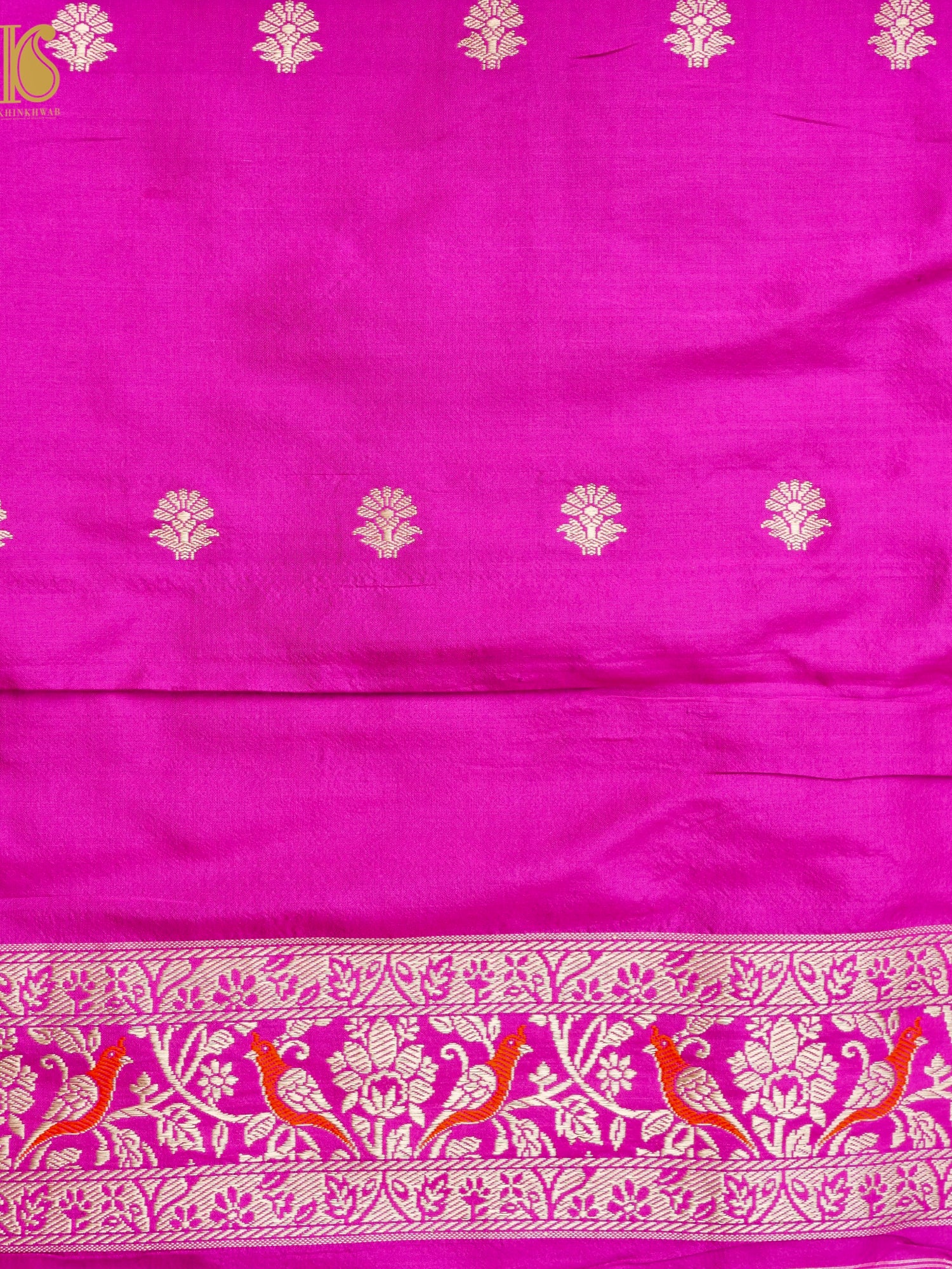 Handloom Banarasi Katan Silk Kadwa Zari Vasket Shikargah Saree