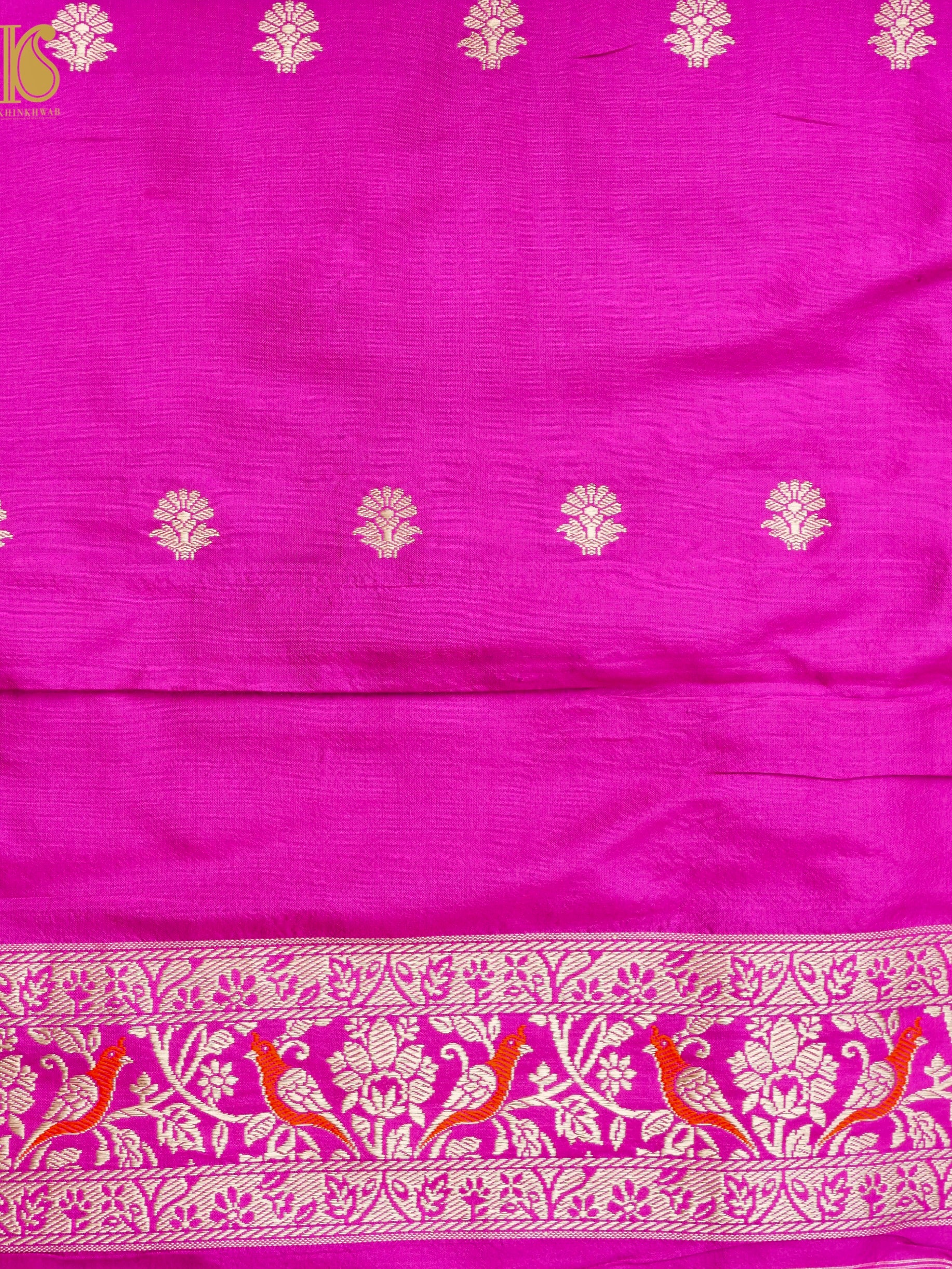 Handloom Banarasi Katan Silk Kadwa Zari Vasket Shikargah Saree