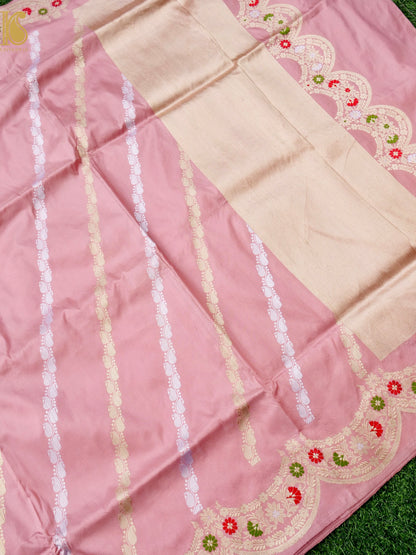 Banarasi Handloom Pure Katan Silk Kadwa Scallop Saree