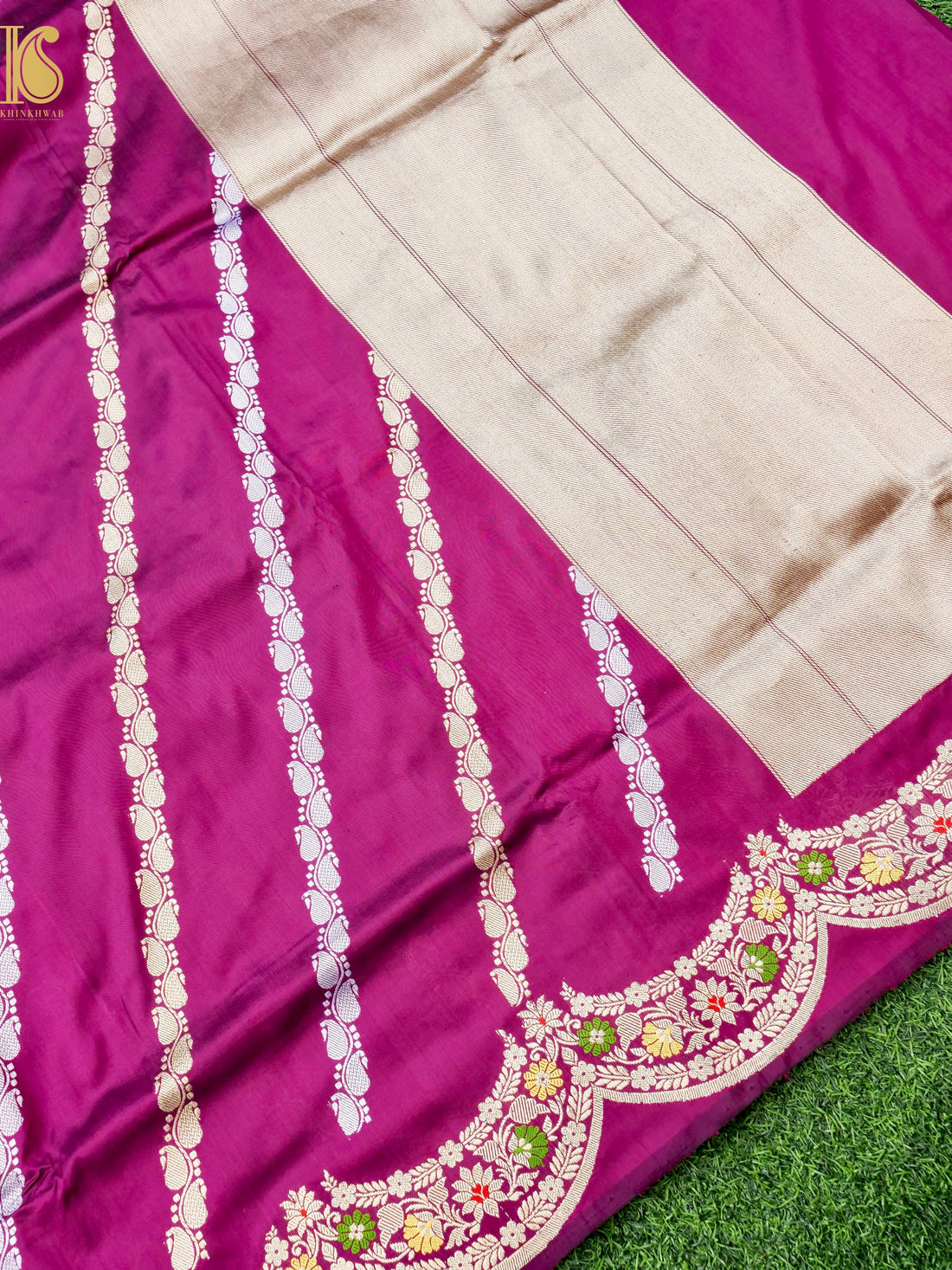 Banarasi Handloom Pure Katan Silk Kadwa Scallop Saree