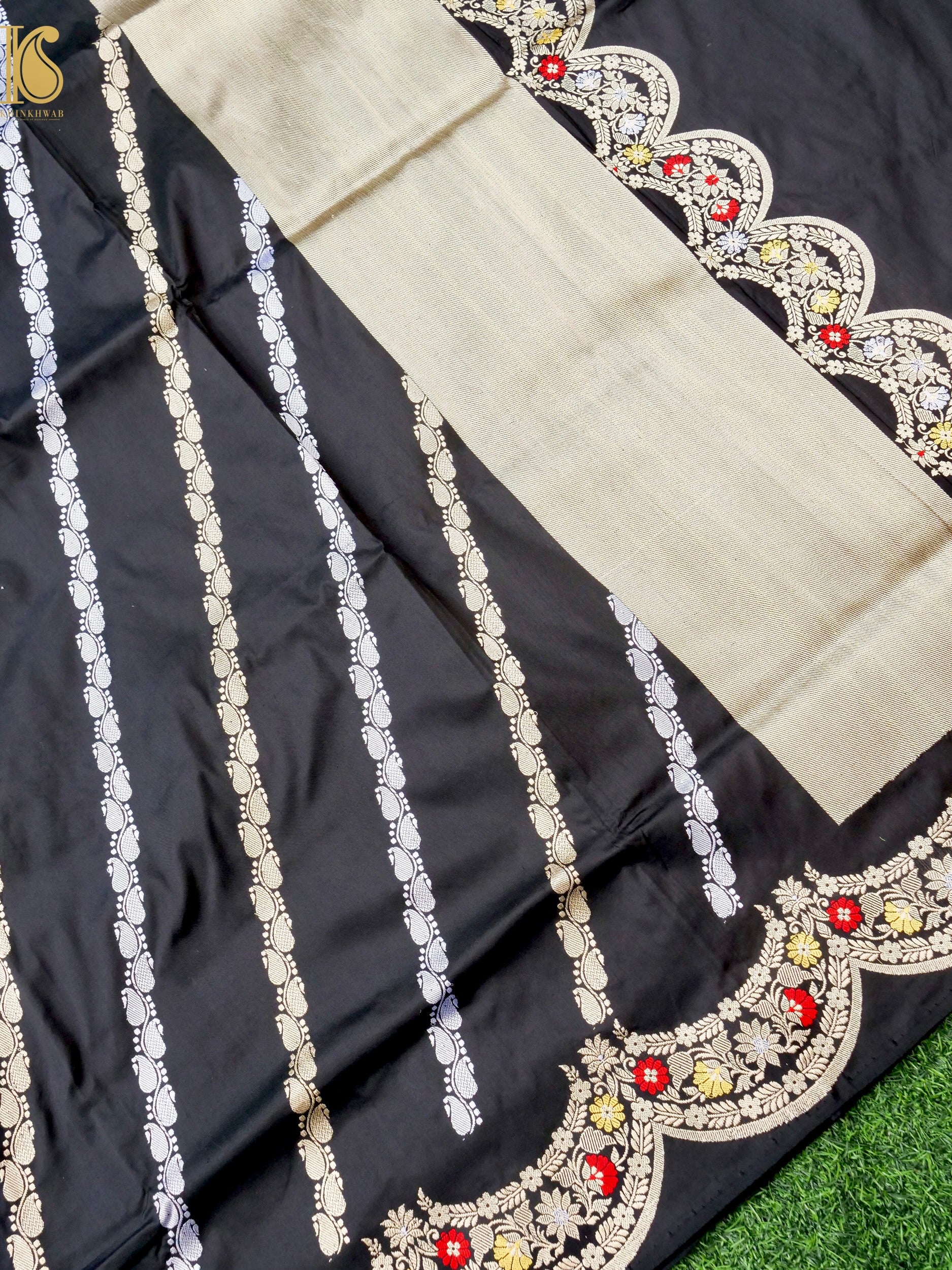 Banarasi Handloom Pure Katan Silk Kadwa Scallop Saree