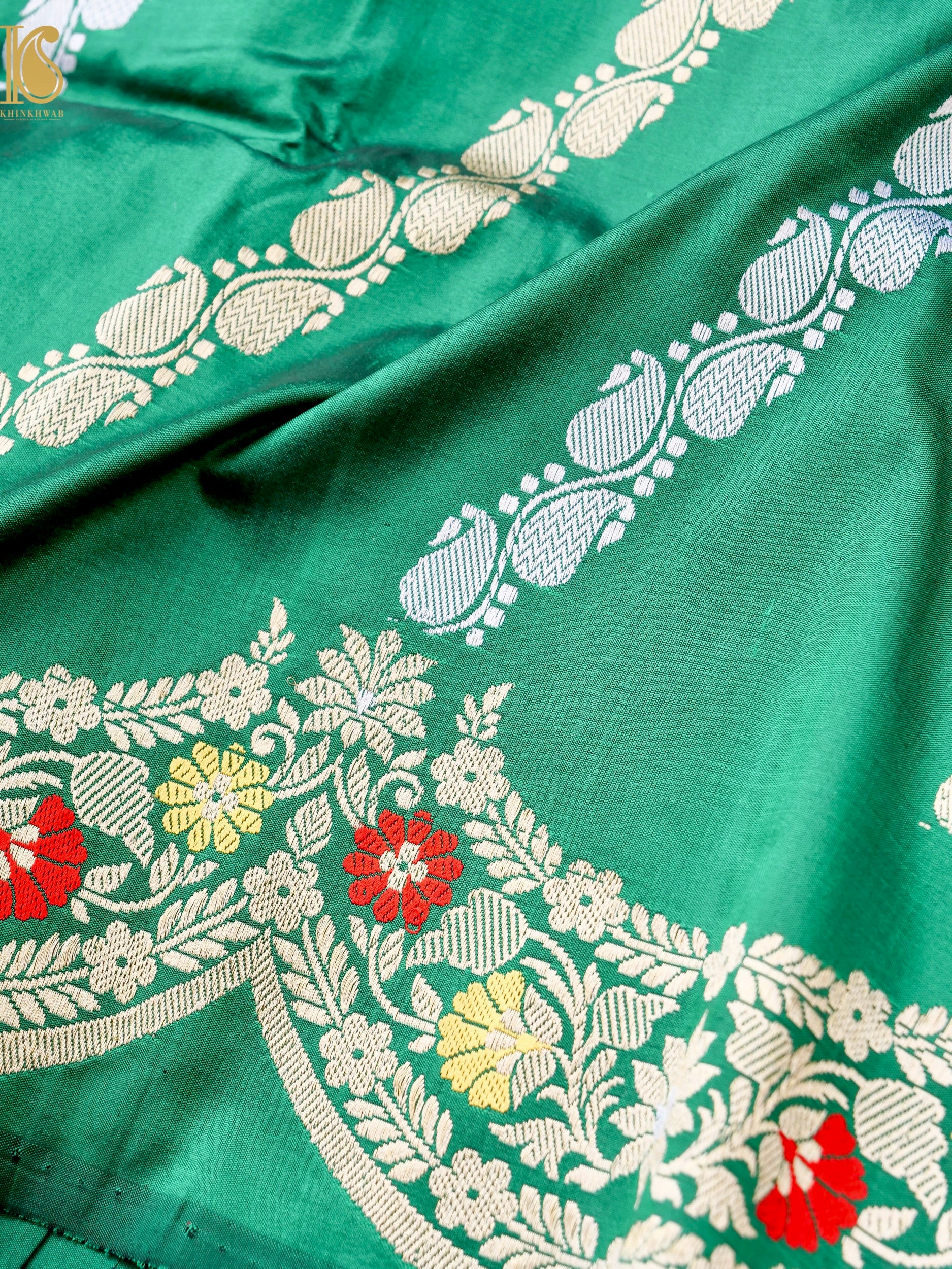 Banarasi Handloom Pure Katan Silk Kadwa Scallop Saree