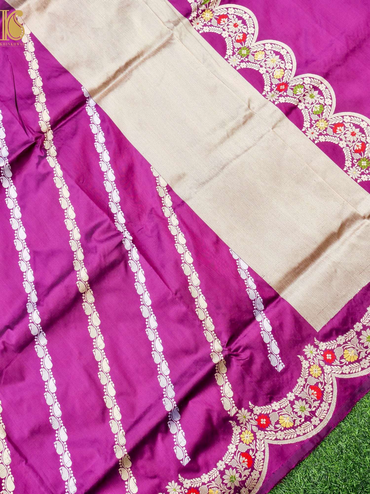 Banarasi Handloom Pure Katan Silk Kadwa Scallop Saree