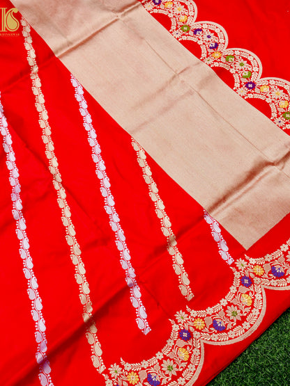 Banarasi Handloom Pure Katan Silk Kadwa Scallop Saree