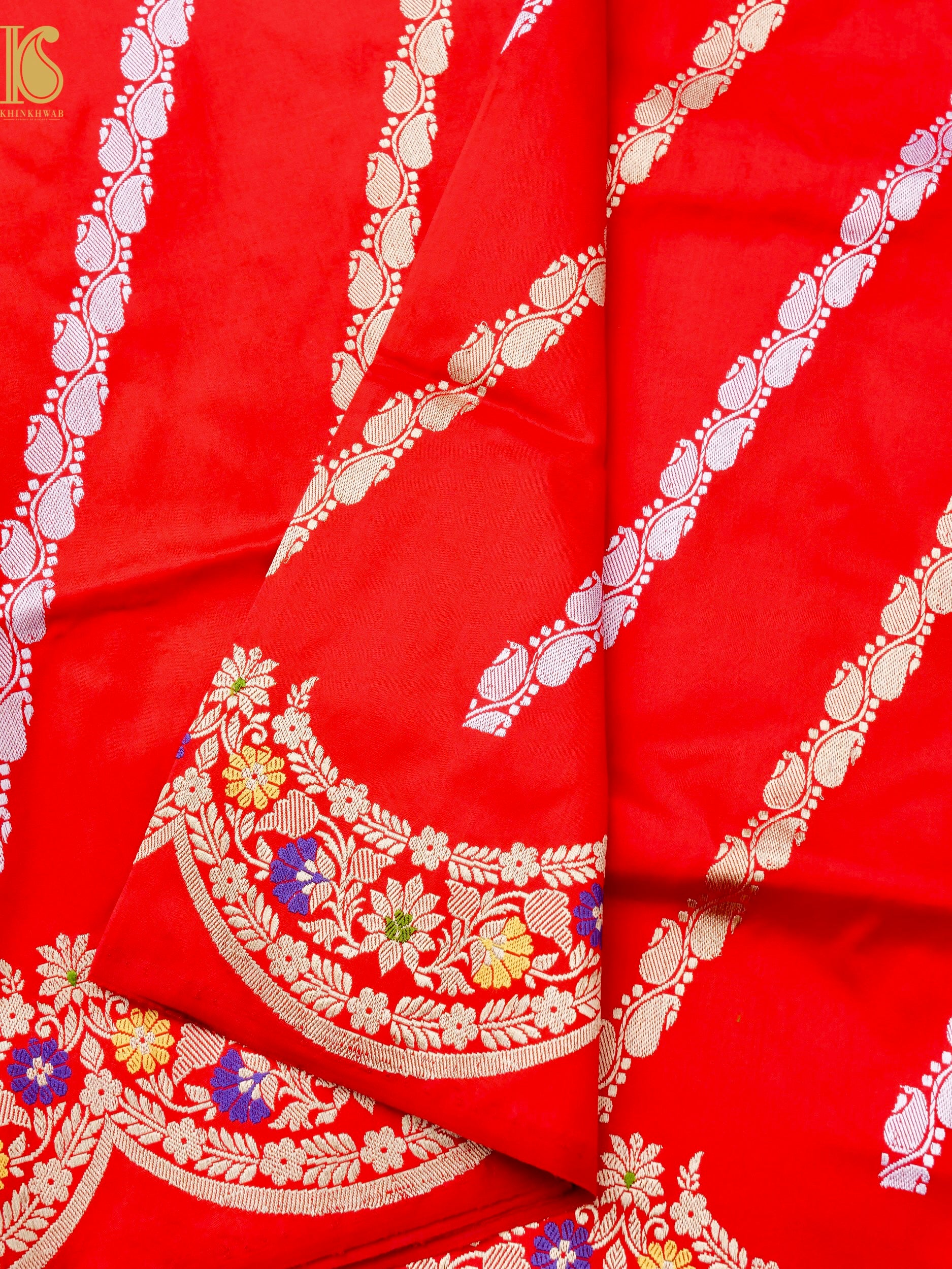 Banarasi Handloom Pure Katan Silk Kadwa Scallop Saree