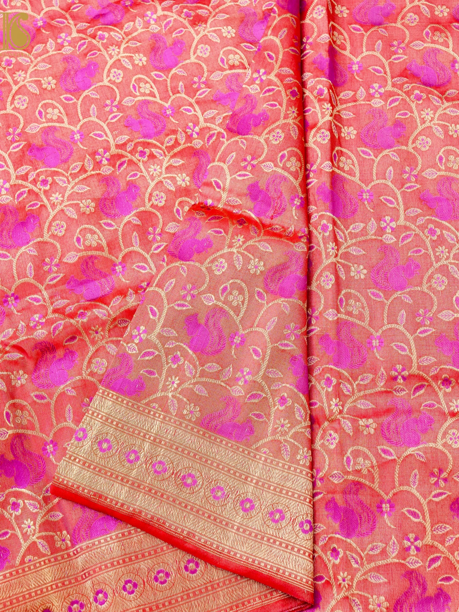 Handwoven Pure Sateen Silk Kadwa Squirrel Banarasi Saree