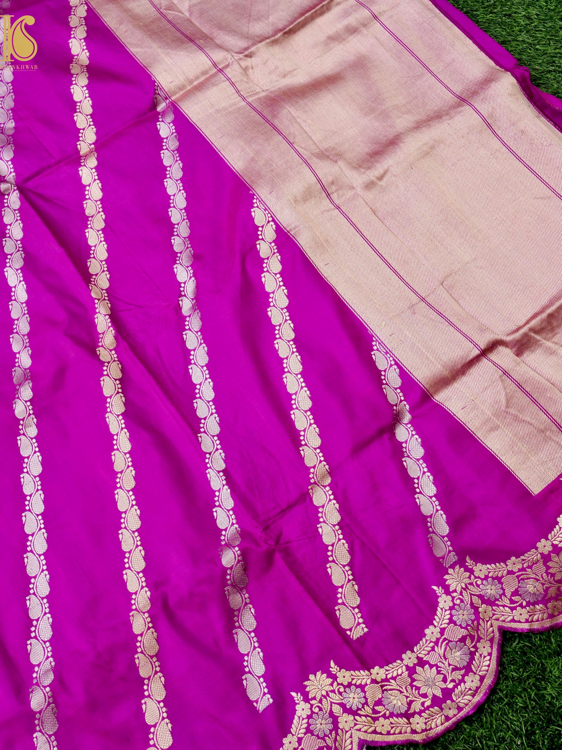 Banarasi Handloom Pure Katan Silk Kadwa Scallop Saree